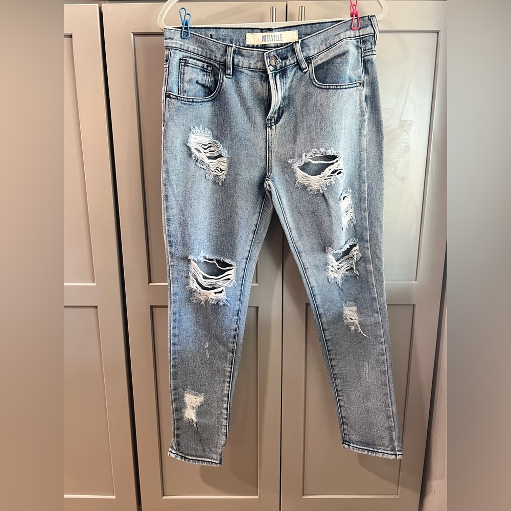 Brandy Melville Ripped Blue Skinny Jeans